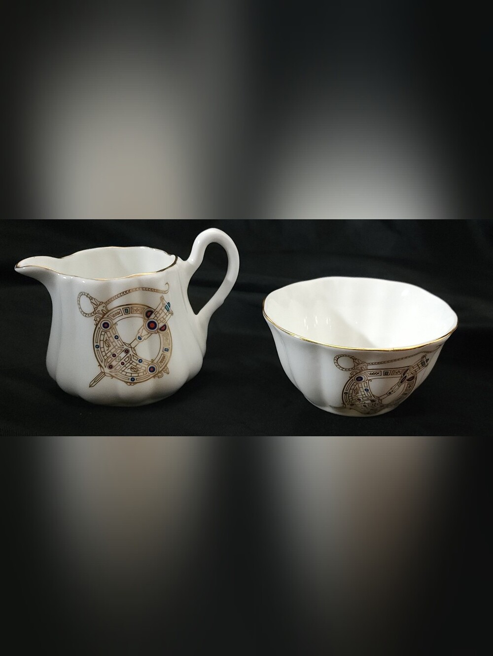 Royal Tara Tara Brooch Creamer Sugar Bowl Fine Bone China Galway Ireland Celtic